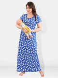 Be You Floral Printed Maxi Satin Maternity Nightdress