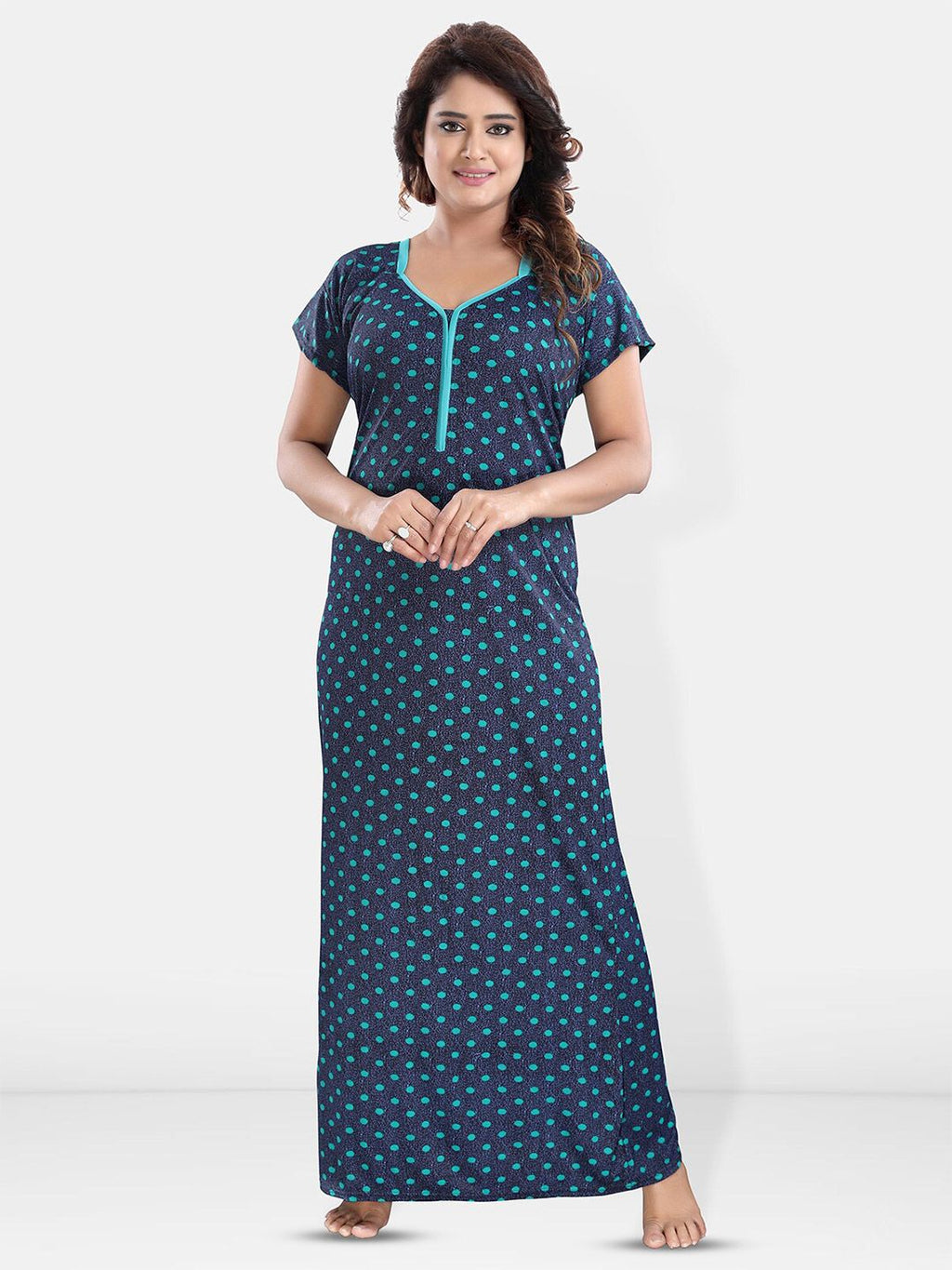 Be You Polka Dots Printed Satin Maxi Nightdress
