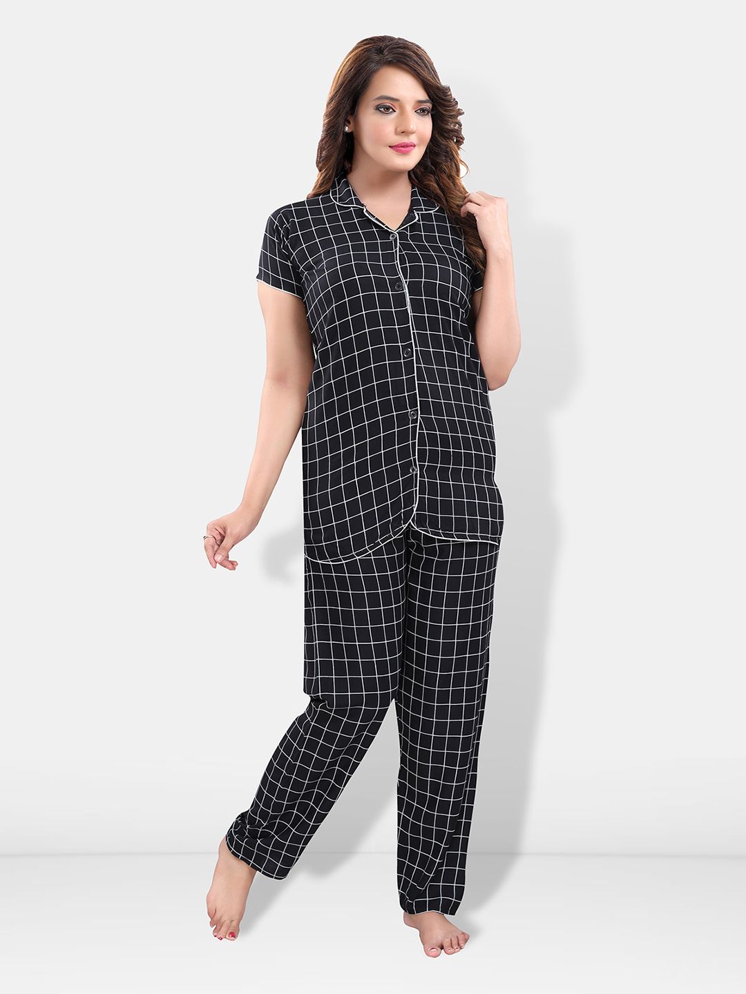 Be You Women Checked Night suit