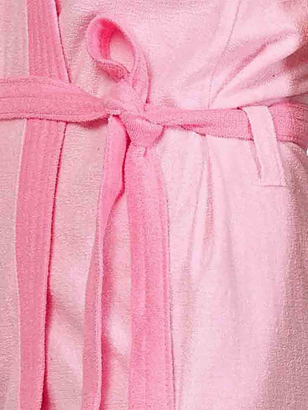 Two-Tone Pink Solid Cotton Drawstring Knee Length Bath Robe