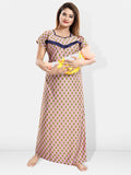 Be You Floral Printed Square Neck Satin Maternity Maxi Nightdress