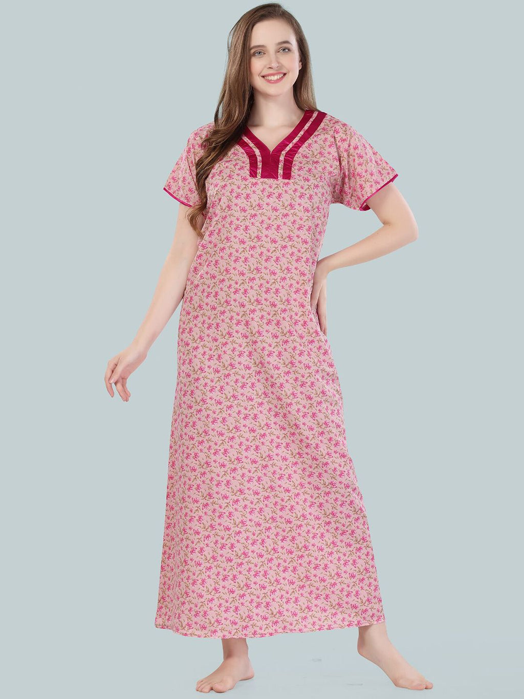 Be You Pink Printed Maxi Nightdress