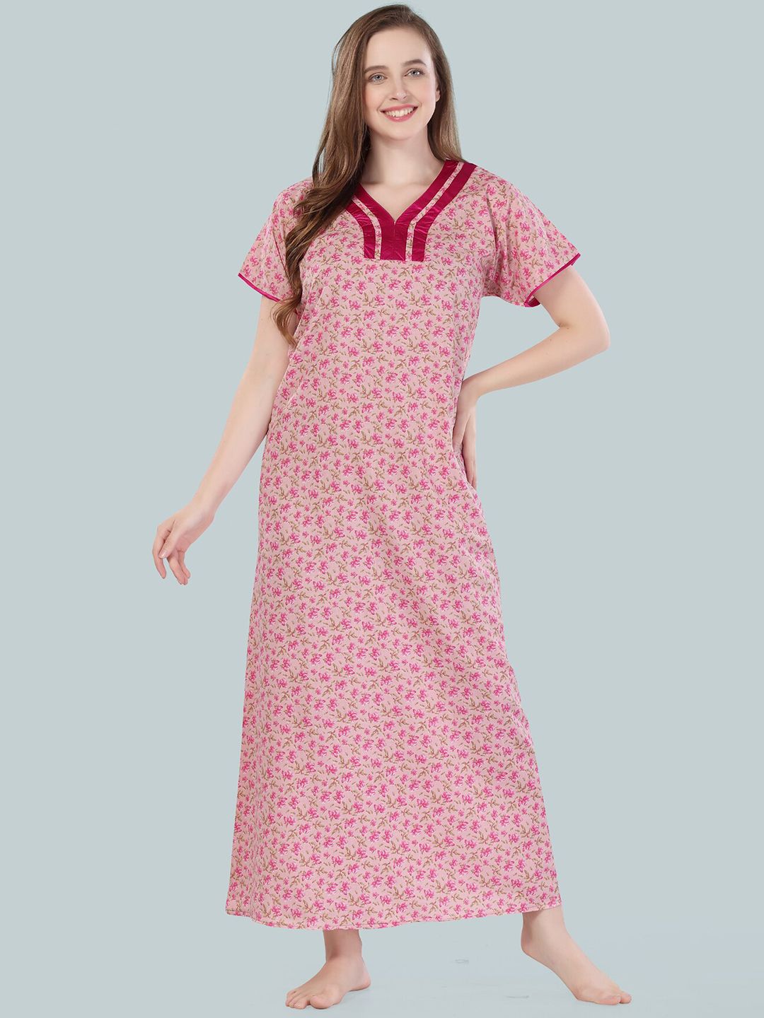 Be You Pink Printed Maxi Nightdress
