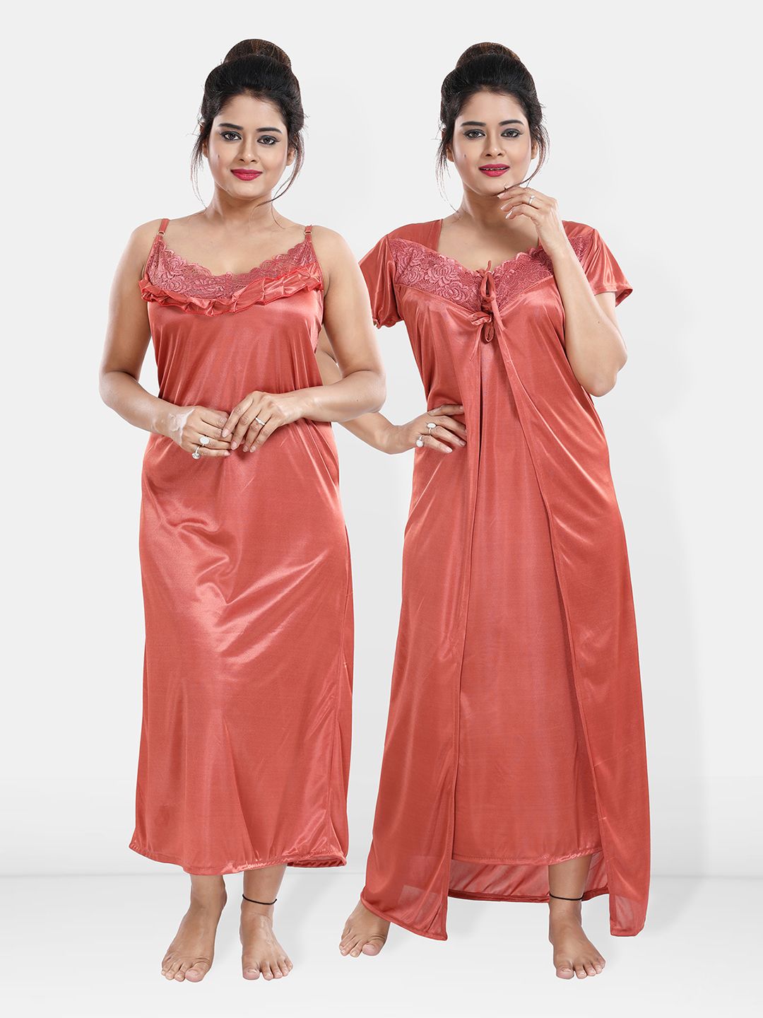 Be You Maxi Satin Wrap Nightdress With Robe