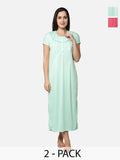 Be You Women Solid Pack Of 2 Maxi Nightdress