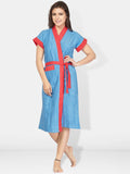 Be You Pink Solid Cotton Drawstring Knee Length Bath Robe