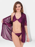 Be You Non-Wired Non Padded Lingerie Set With Robe BUF-3-PCS-SET-2246-L