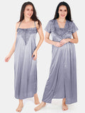 Be You Floral Lace Shoulder Straps Satin Maxi Nightdress With Robe