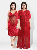 Be You Self Design V-Neck Maxi Nightdress with Robe