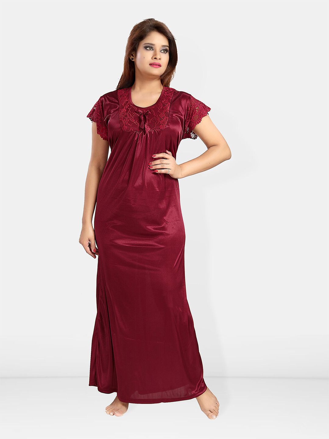 Be You Lace Satin Maxi Nightdress