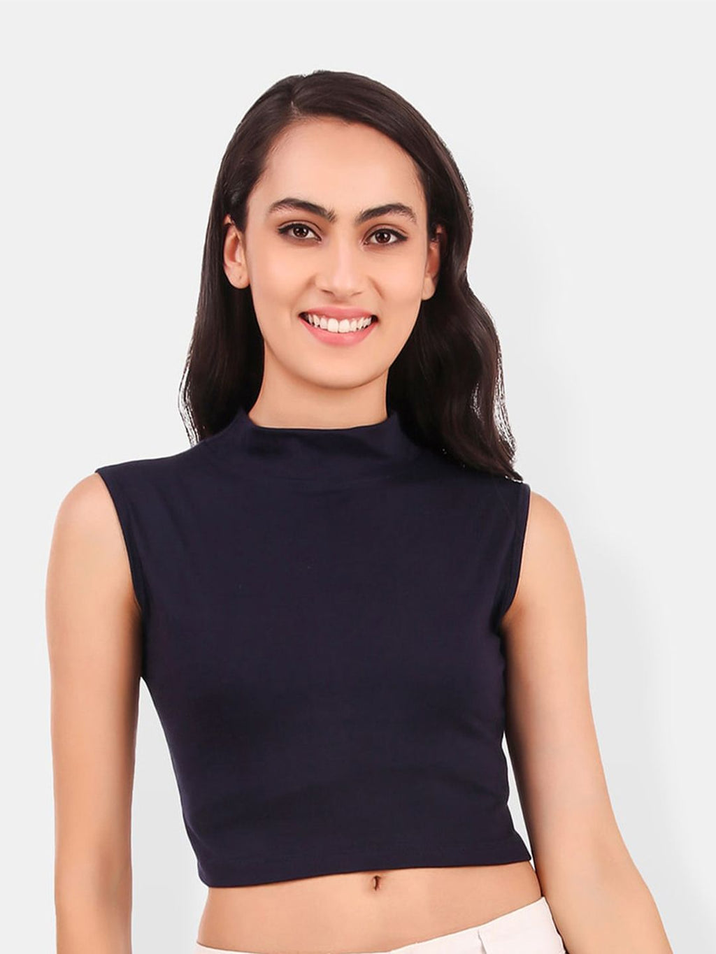 Be You High Neck Cotton Fitted Crop Top