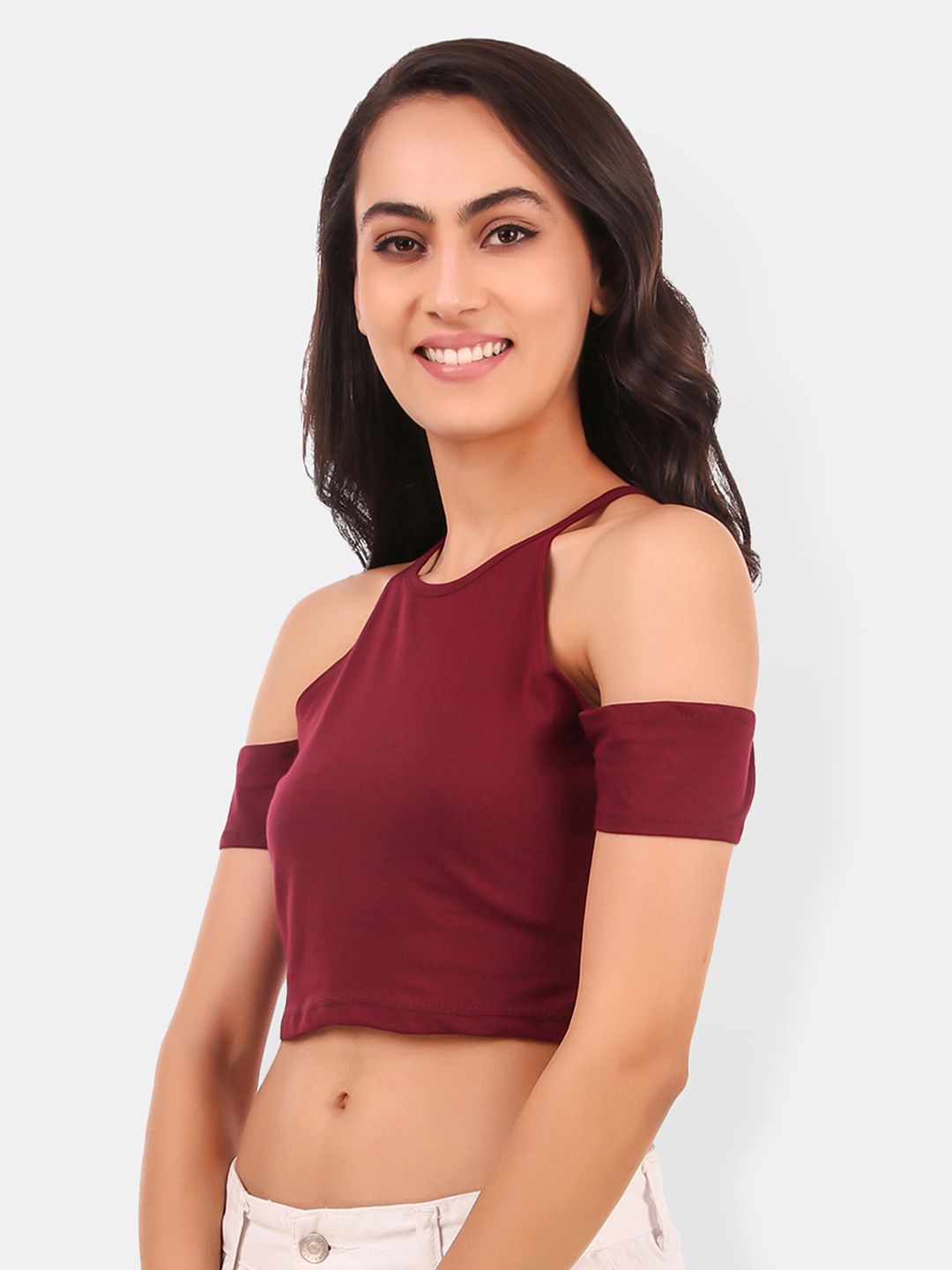 Cold-Shoulder Cotton Crop Top