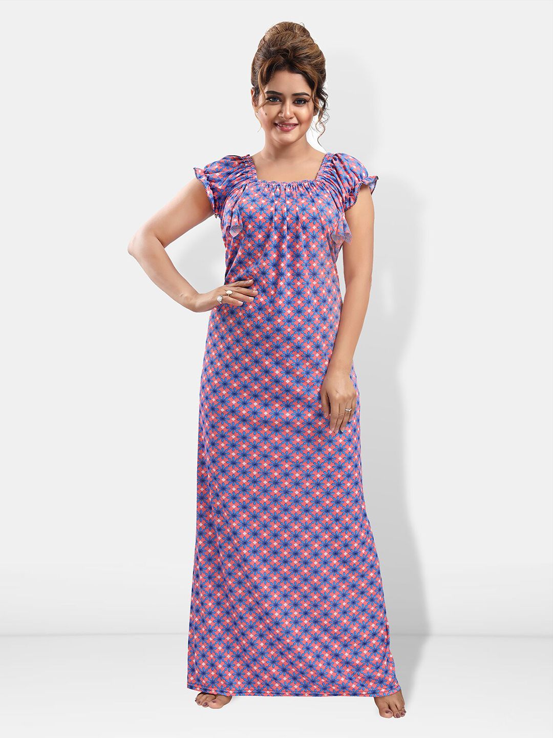Be You Floral Printed Satin Maxi Nightdress