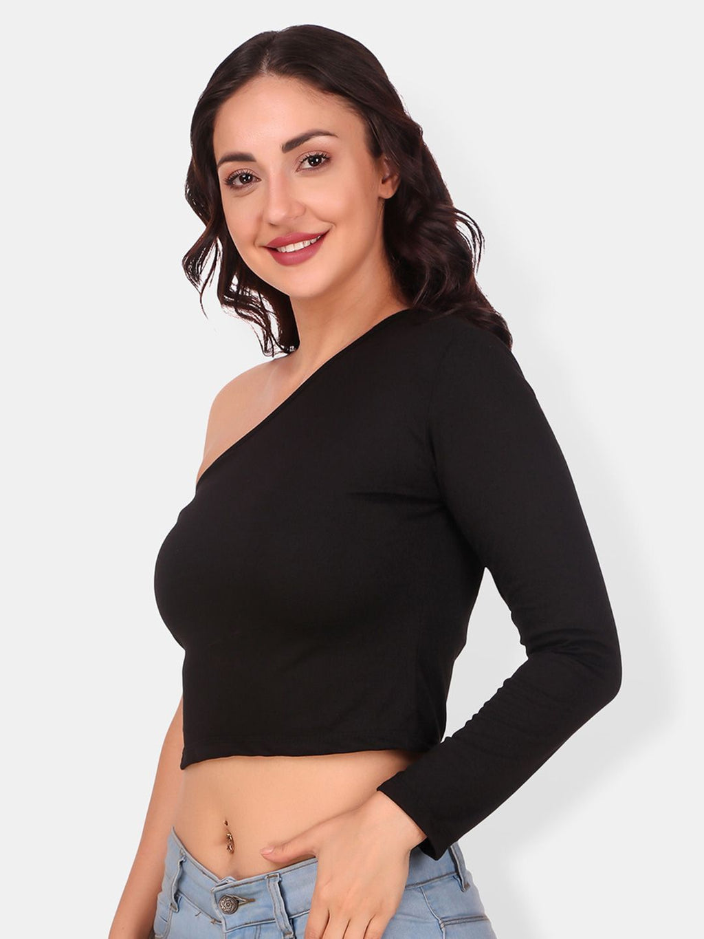 One Shoulder Cotton Crop Top
