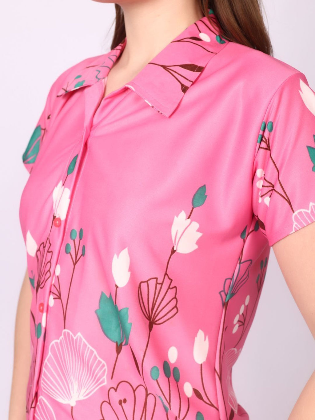 Women Floral Printed Top & Pyjama Night suit