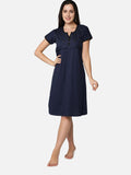 Be You Navy Blue Cotton Blend Nightdress