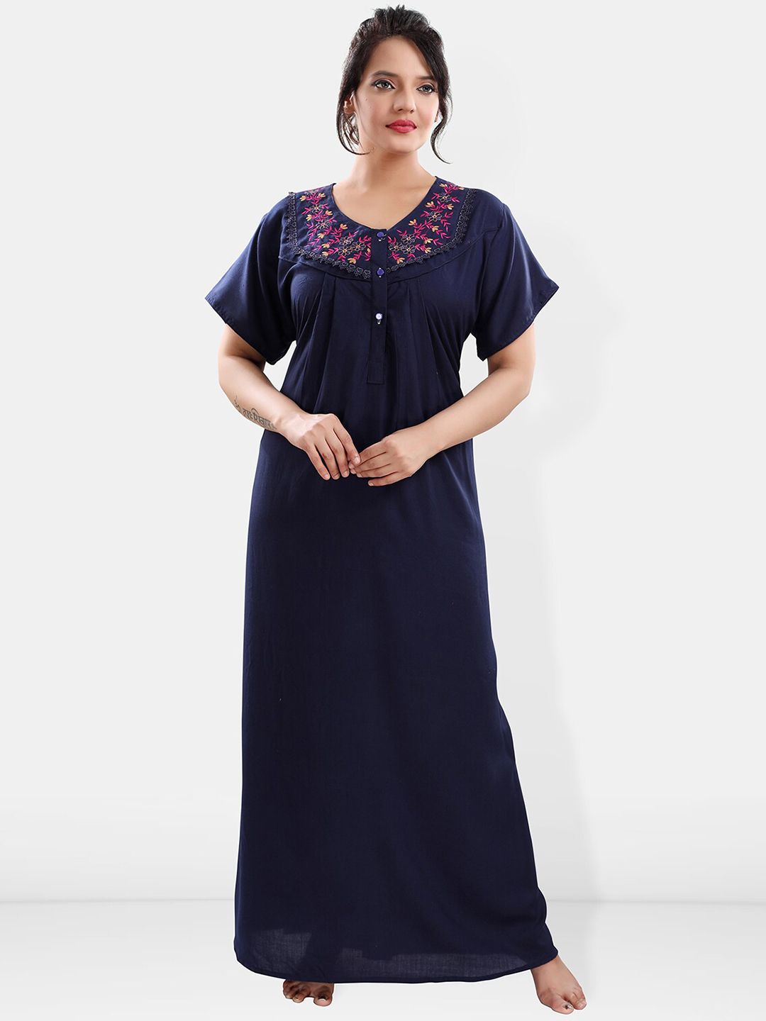 Be You Floral Embroidered Maxi Sweat Nightdress