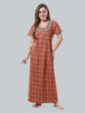 Be You Peach-Coloured Embroidered Maxi Nightdress