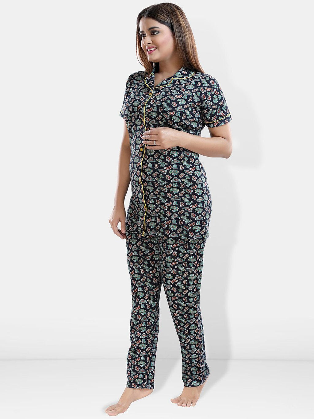 Ethnic Motifs Printed Shirt With Pyjamas