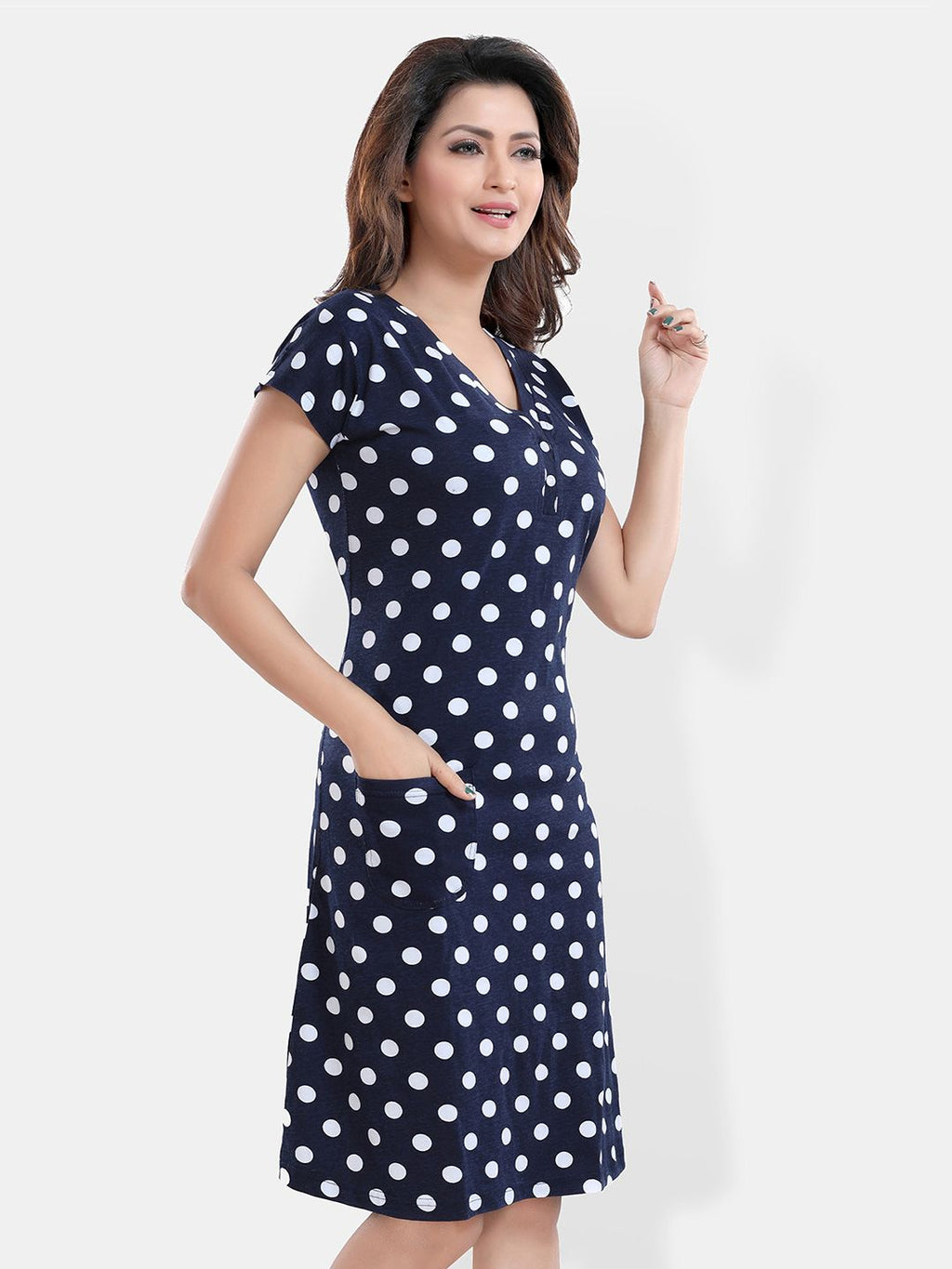 Navy Blue Printed Nightdress