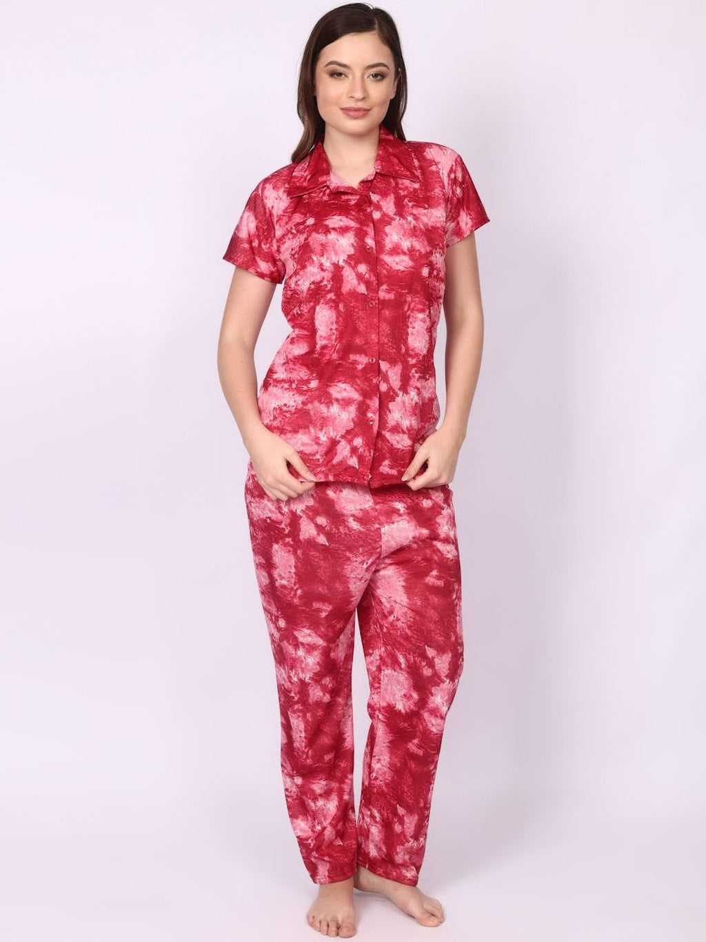 Be You Women Tie-Dye Print Top & Pyjama Night Suit