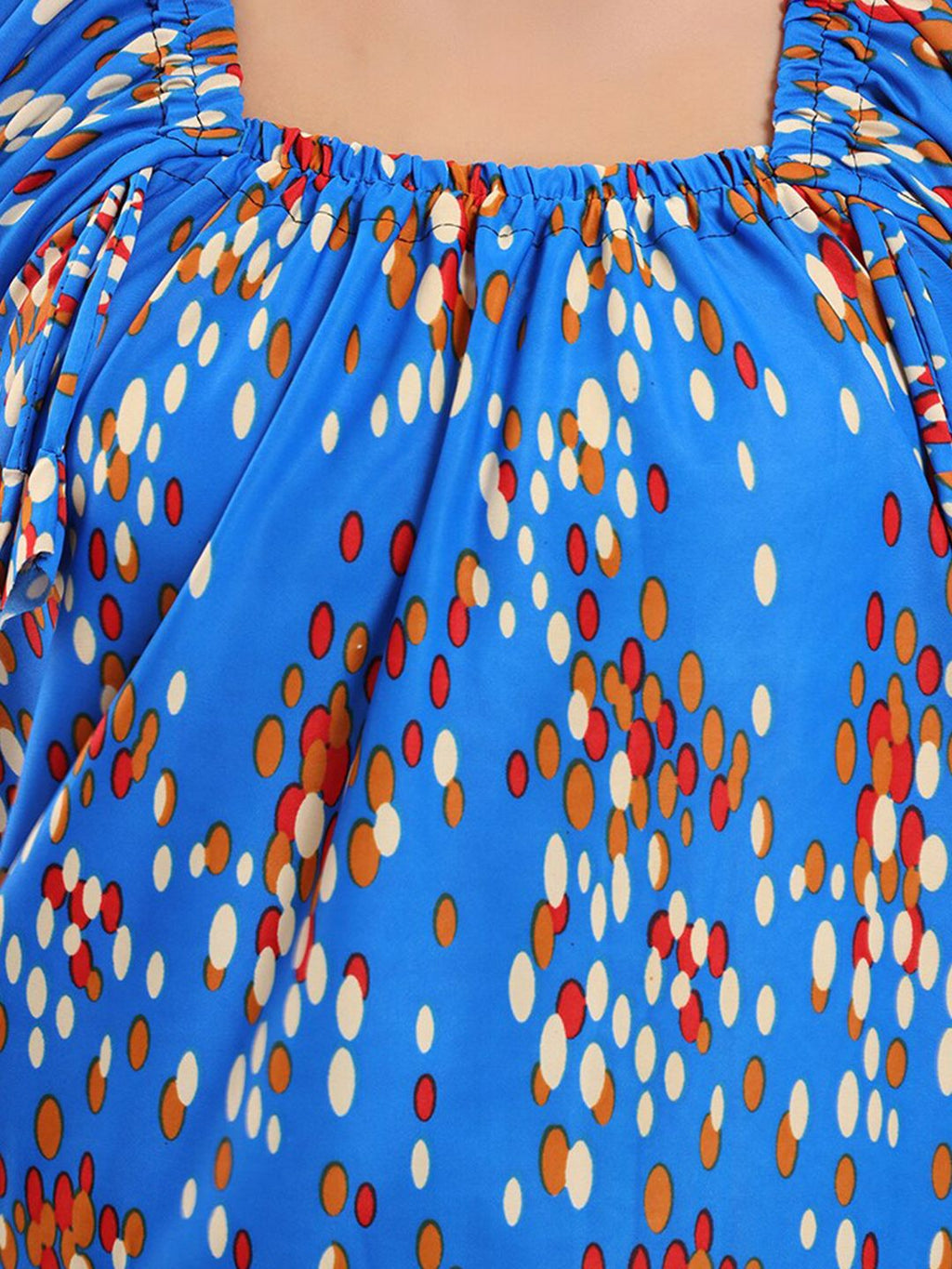 Abstract Printed Square Neck Satin Maxi Nightdress