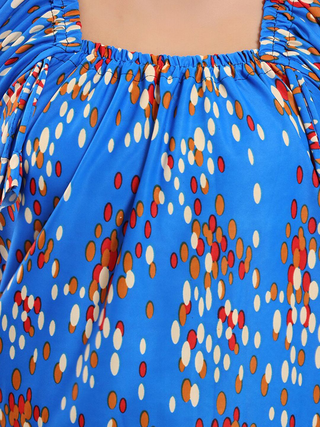 Abstract Printed Square Neck Satin Maxi Nightdress