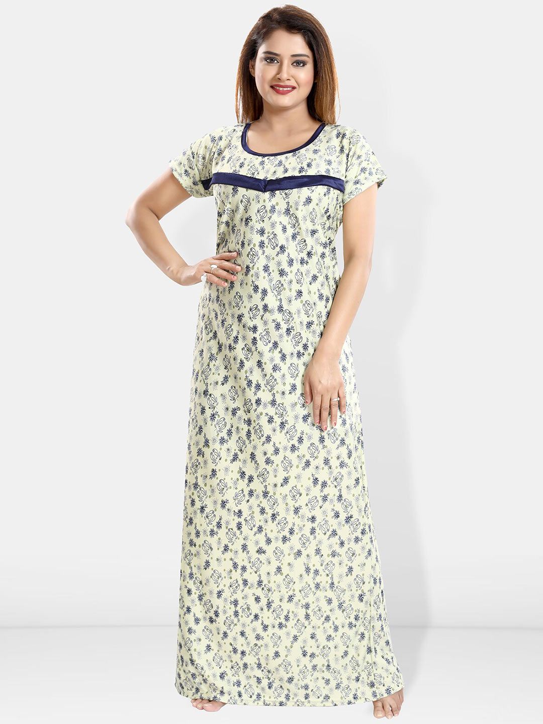 Be You Floral Printed Maxi Satin Maternity Nightdress