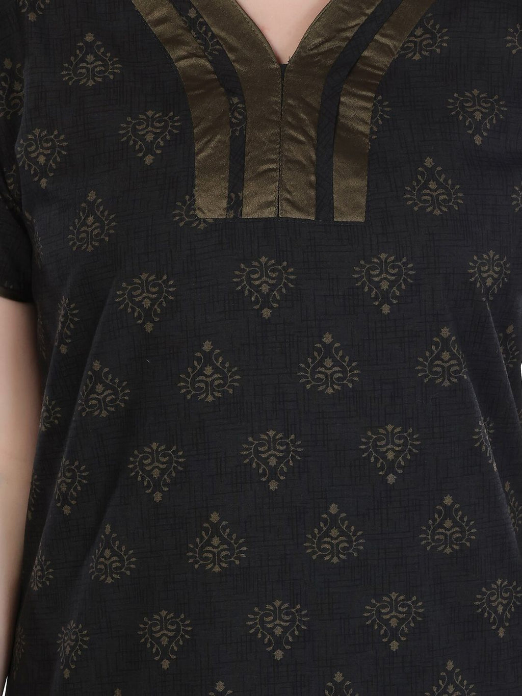 Black Printed Maxi Nightdress