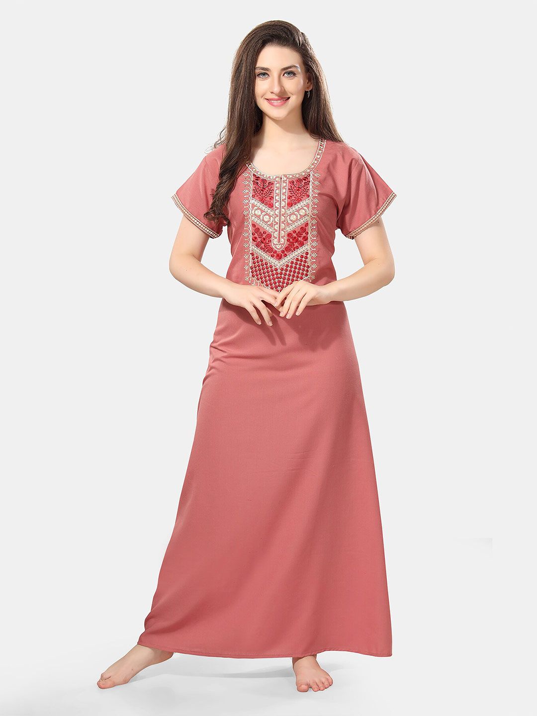 Be You Floral Embroidered Maxi Nightdress