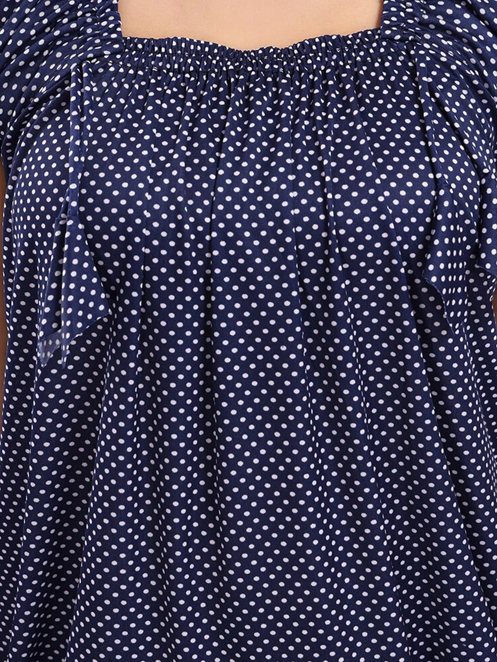 Polka Dot Printed Square Neck Satin Maxi Nightdress