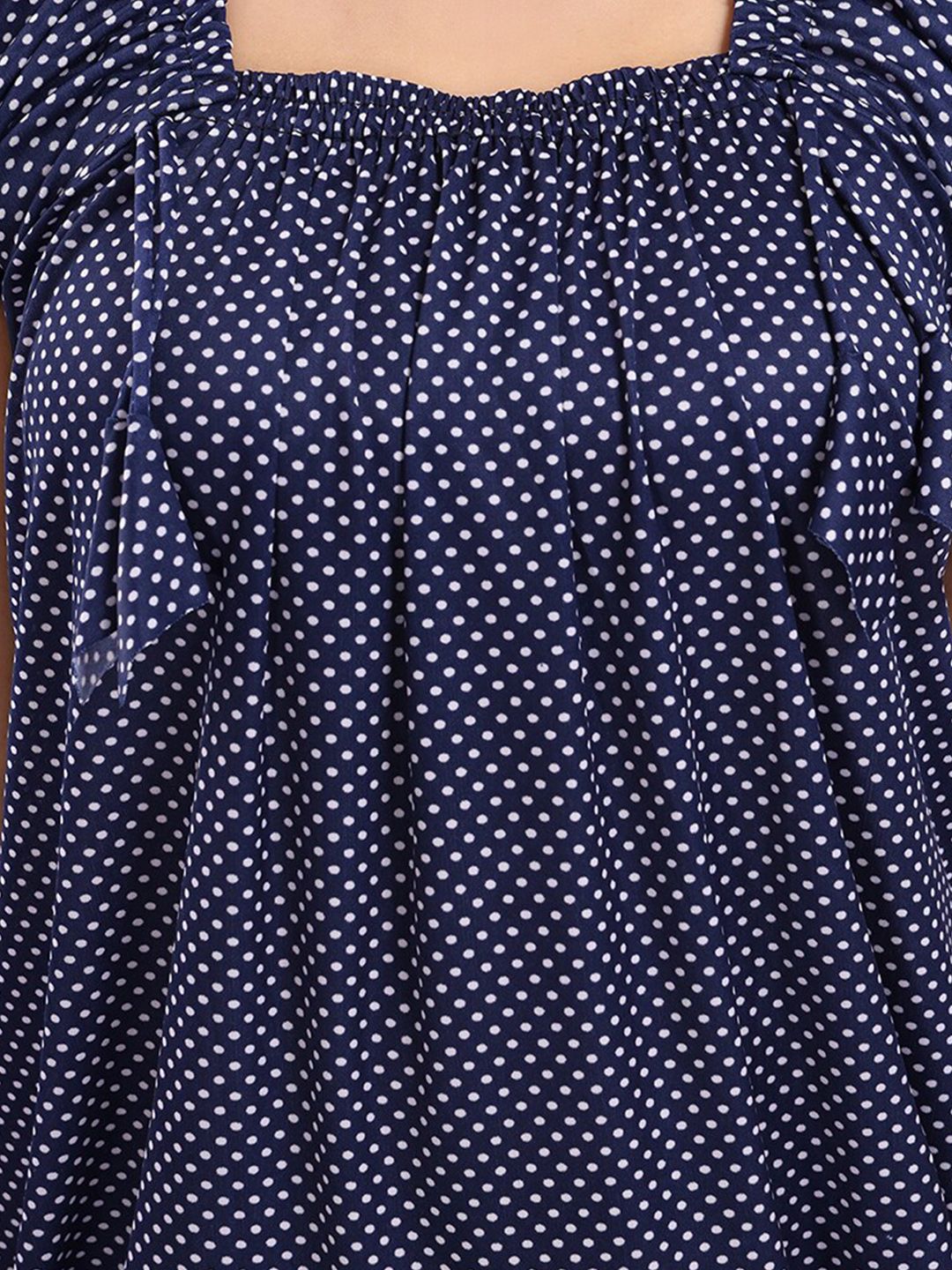 Polka Dot Printed Square Neck Satin Maxi Nightdress