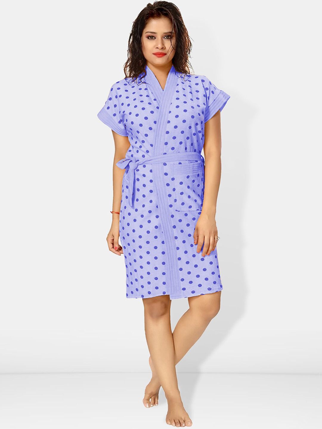 Be You Women Printed Cotton Anti-bacterial Super Soft Bath Robe With Belt