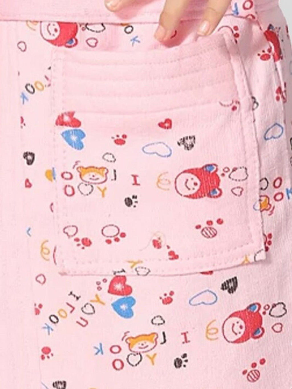 Girls Printed Terry Cotton Water Absorbent Bath Robe With Belt