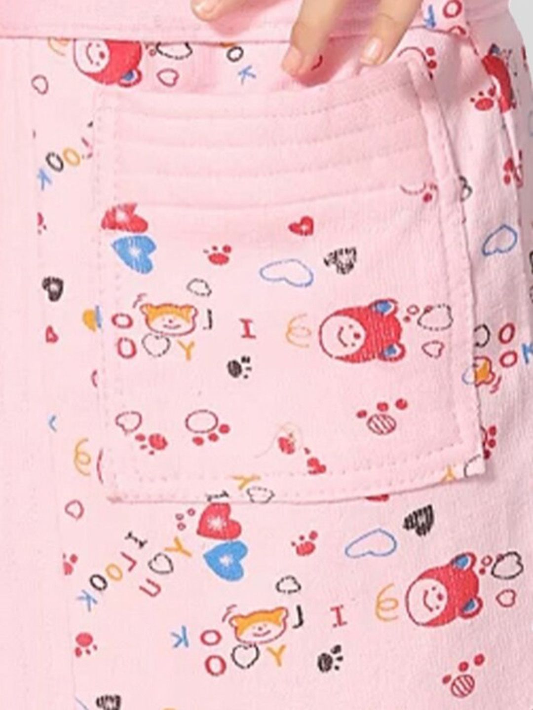 Girls Printed Terry Cotton Water Absorbent Bath Robe With Belt