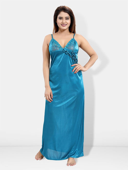 6 Pieces Satin Maxi Nightwear Set