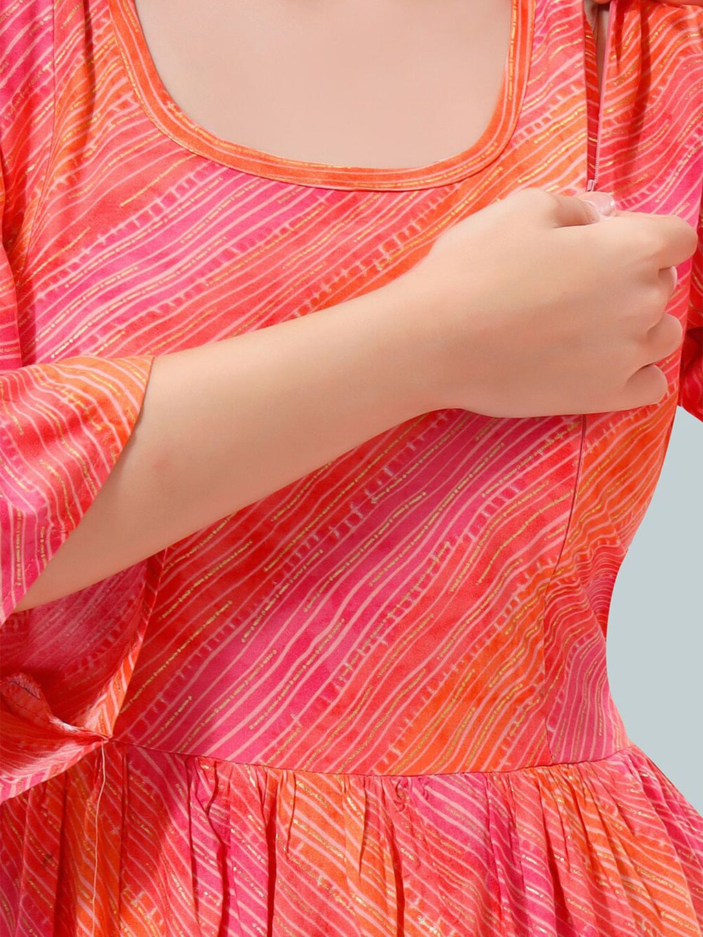 Striped Bell Sleeves Maternity Kurta