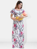 Be You Floral Printed Satin Maternity Maxi Sweat Nightdress