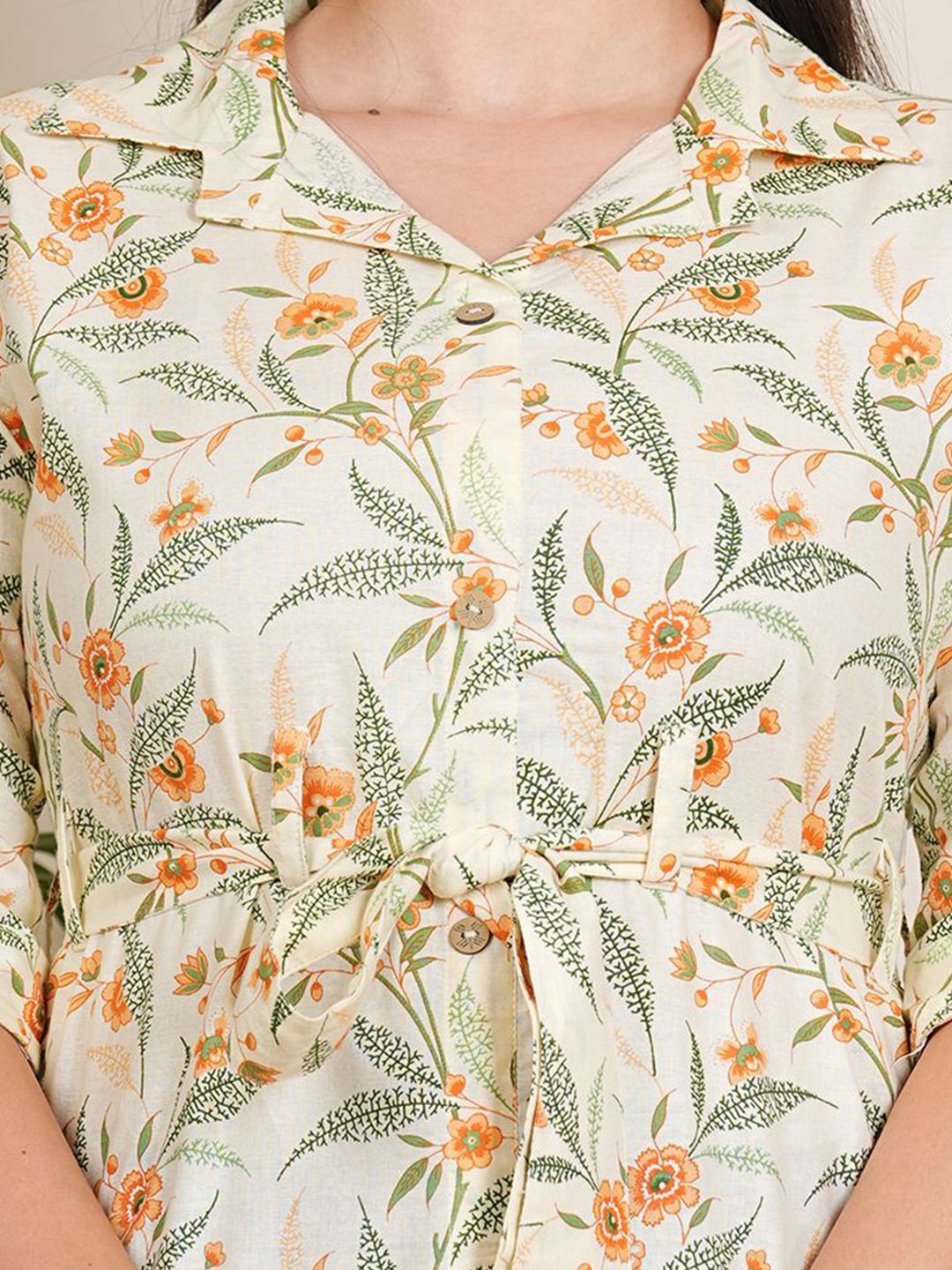 Floral Printed Pure Cotton A-Line Kurta