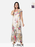 Be You Women Pack Of 2 Printed Maxi Nightdress
