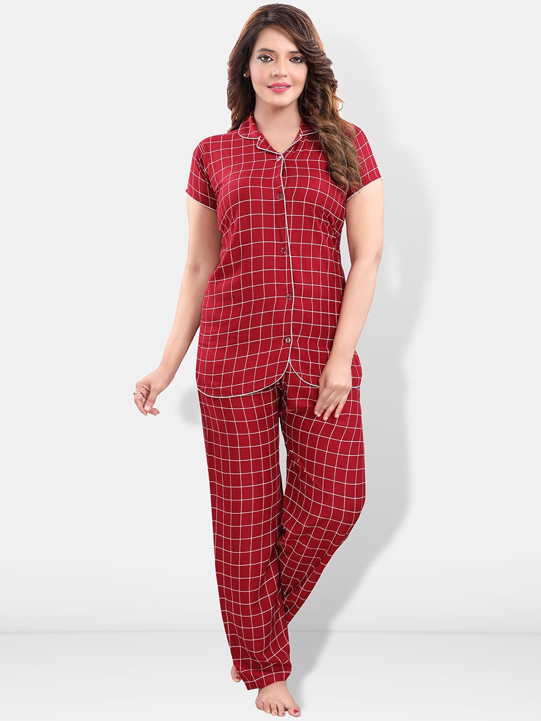 Be You Women Checked Night suit