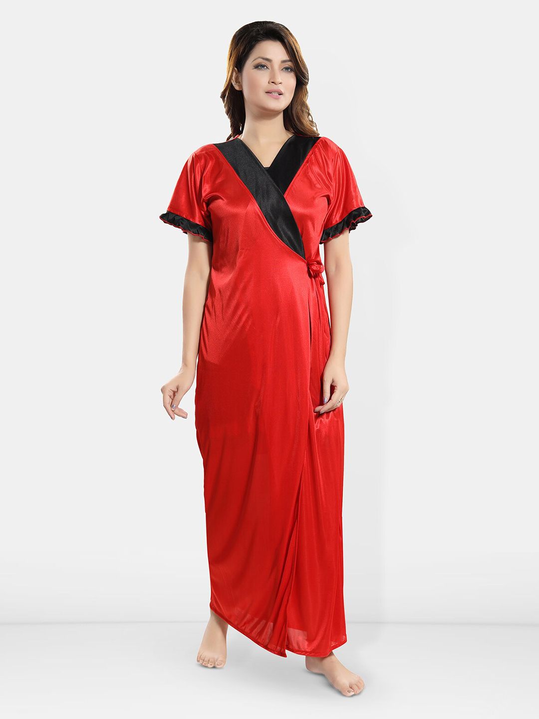 Be You Satin Maxi Wrap Nightdress