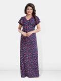 Be You Floral Printed V-Neck Satin Maternity Maxi Nightdress