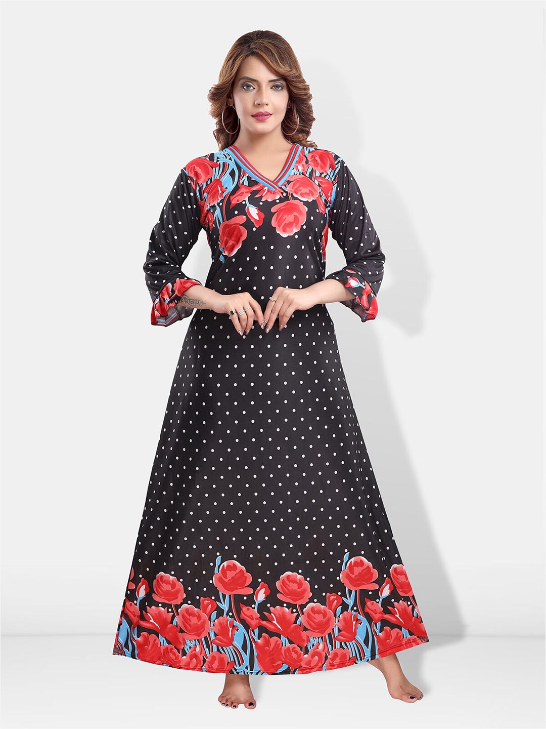 Be You Floral Printed Satin Maxi Nightdress