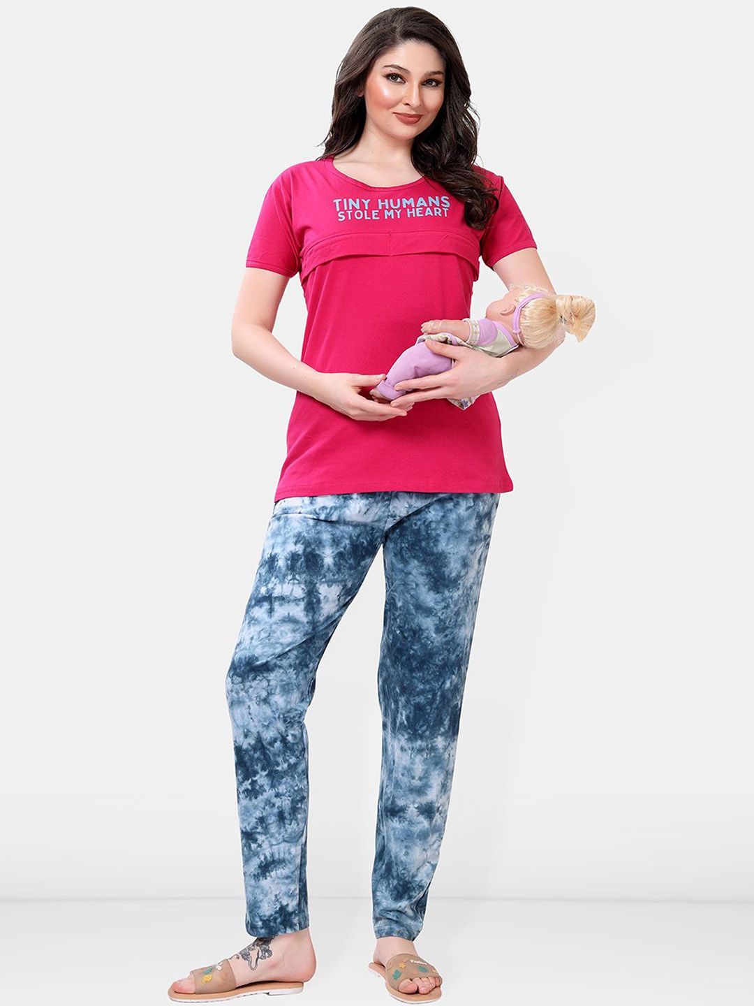Be You Women Printed Maternity Night suit