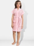 Be You Pink Conversational Cotton Drawstring Knee Length Bath Robe