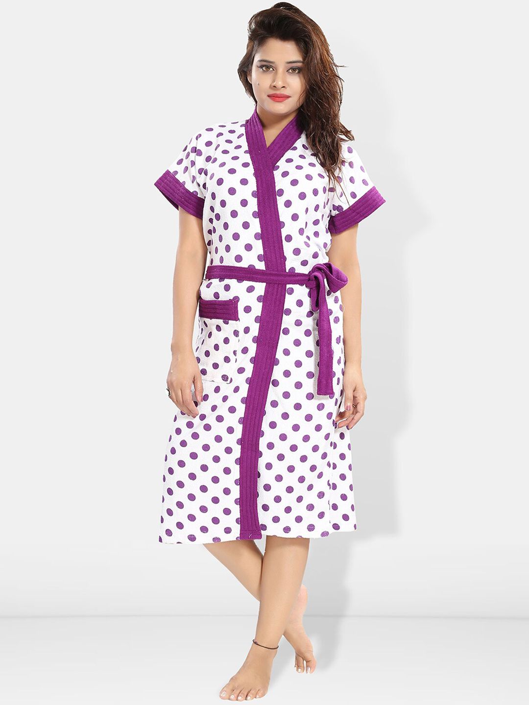 Be You Women Printed Cotton Anti-bacterial Super Soft Bath Robe With Belt