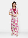 Be You Floral Printed Short Sleeves Satin Maxi Robe