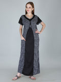 Be You Women Printed Satin Maxi Nightdress