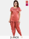 Be You Pack Of 2 Short Sleeves Satin Top & Patiyala